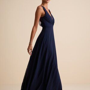 Lulus Simply Immaculate Navy Blue Backless Maxi Dress - Size S